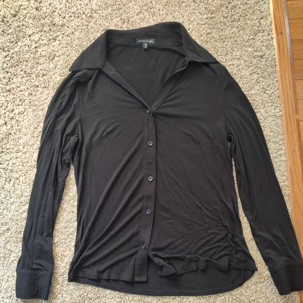 Universal Standard Liquid Jersey Elbe Button Down Top